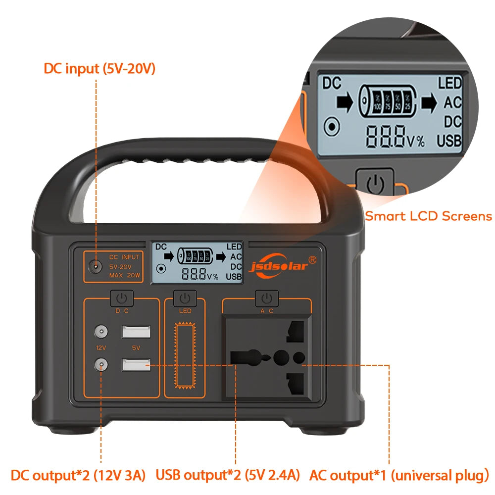 100W 24000mAh Portable Power Station 220V/110V Power Bank 76.8Wh Solar Power Generator LiFePO4 Outdoor Energy For Camping Travel