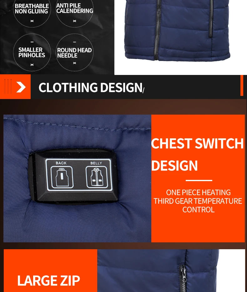 9-Zone Electric Heated Jacket – Graphene Heating for Men & Women