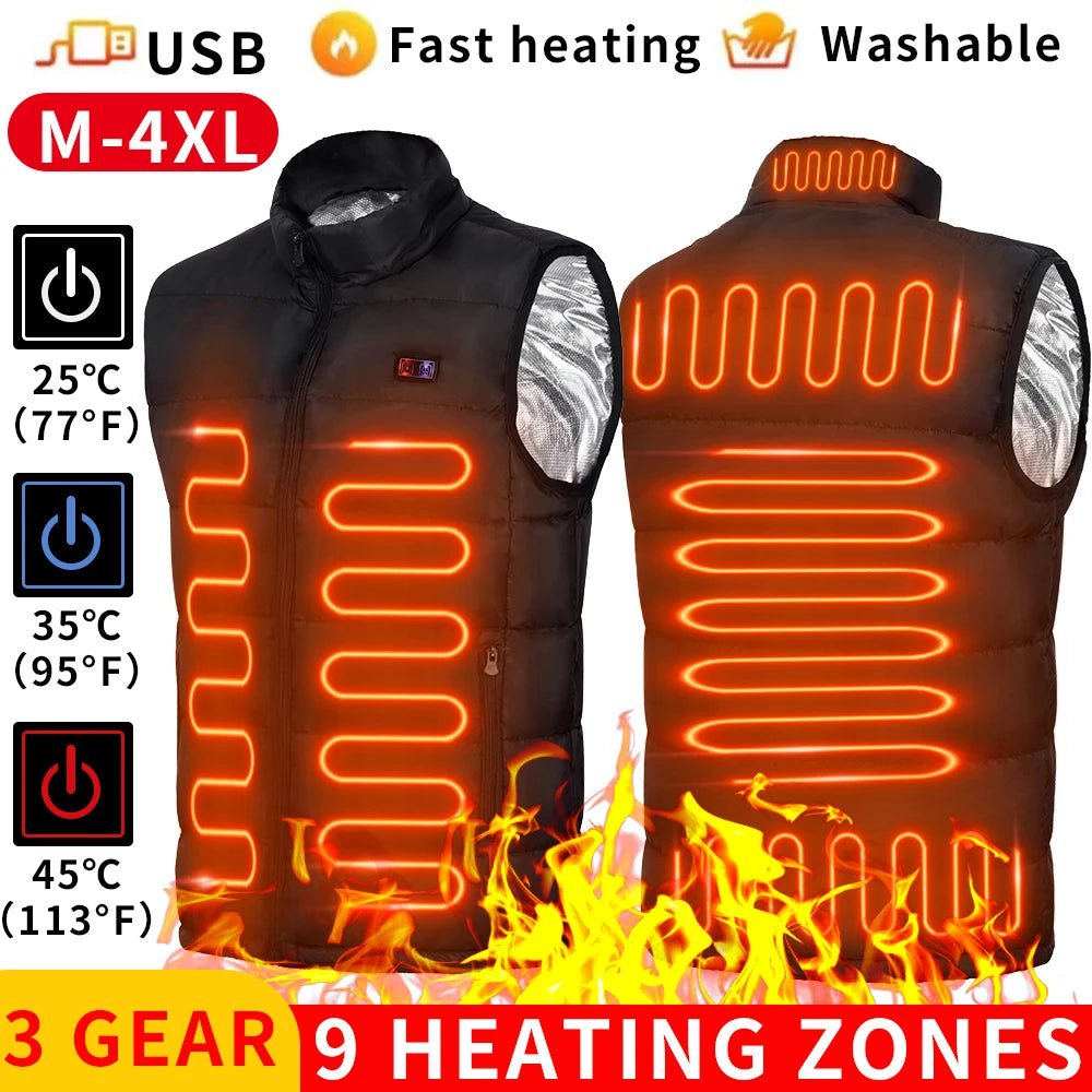 9-Zone Electric Heated Jacket – Graphene Heating for Men & Women