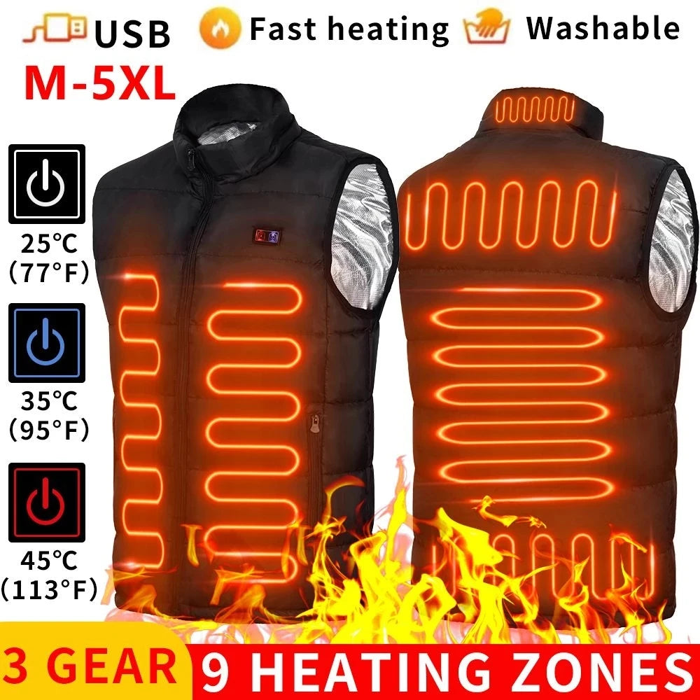 9-Zone Electric Heated Jacket – Graphene Heating for Men & Women