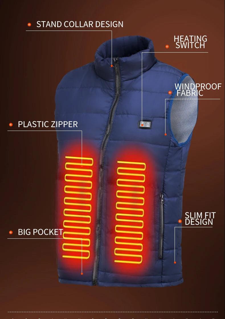 9-Zone Electric Heated Jacket – Graphene Heating for Men & Women