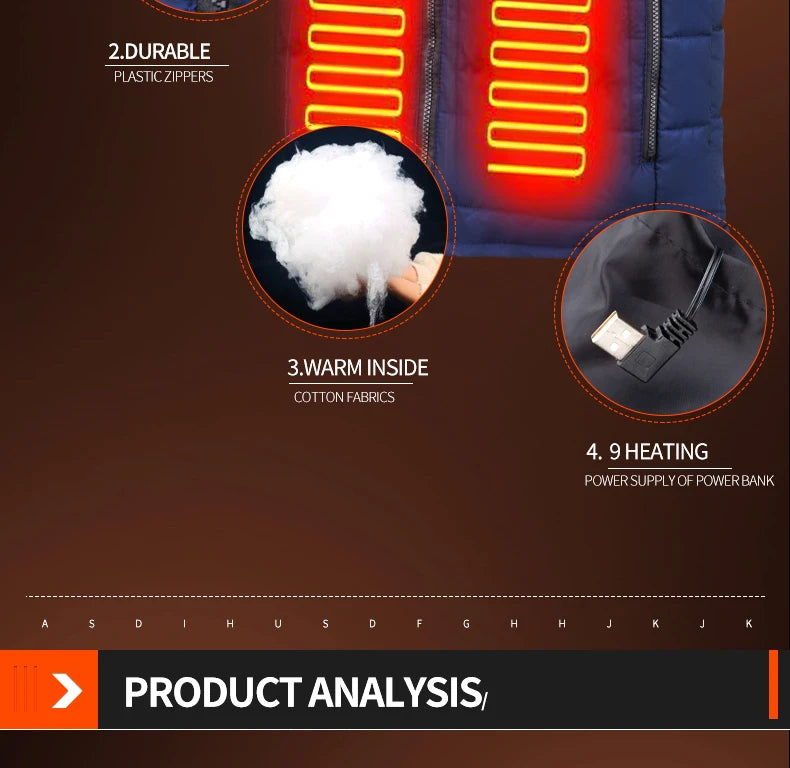 9-Zone Electric Heated Jacket – Graphene Heating for Men & Women