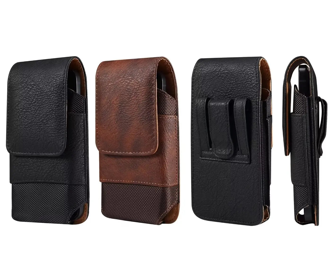 New Oxford Cloth Waist Leather Belt Clip Holster Case Phone Pouch Bag with Cowhide Pattern for 5.2-7.0" iPhone,Samsung,Cellphone