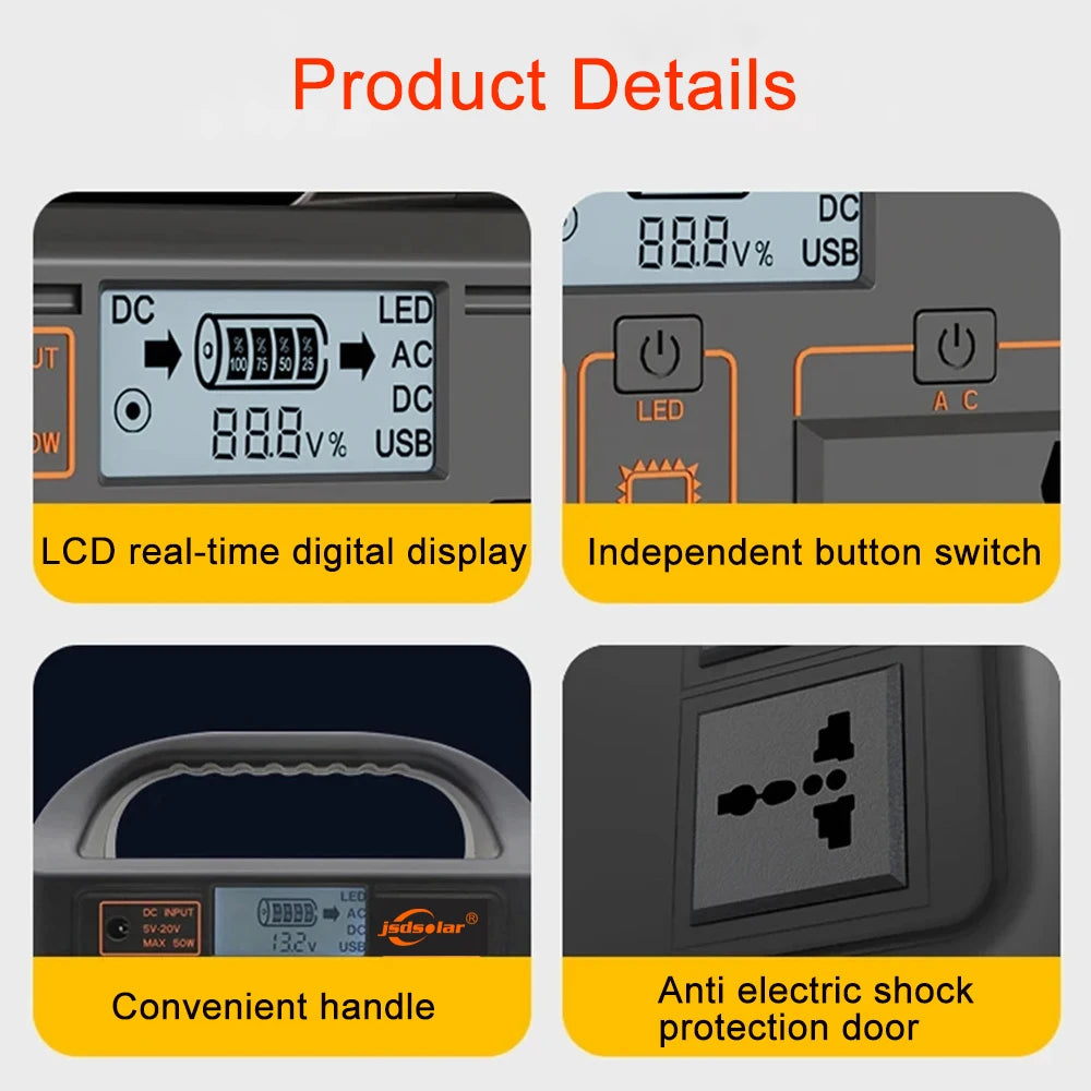100W 24000mAh Portable Power Station 220V/110V Power Bank 76.8Wh Solar Power Generator LiFePO4 Outdoor Energy For Camping Travel