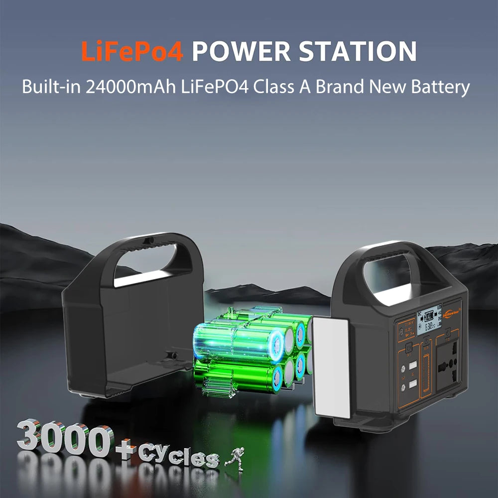 100W 24000mAh Portable Power Station 220V/110V Power Bank 76.8Wh Solar Power Generator LiFePO4 Outdoor Energy For Camping Travel