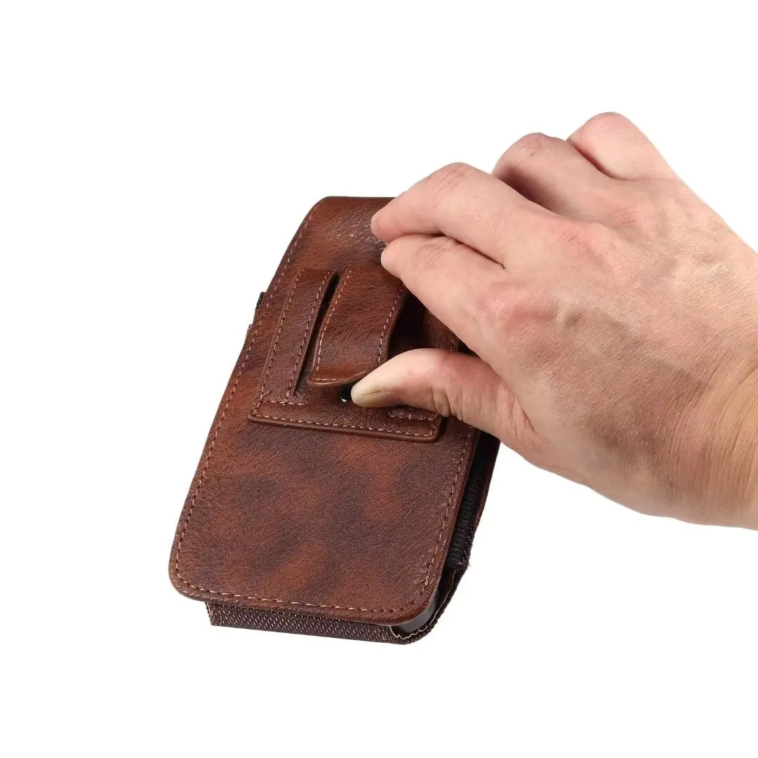 New Oxford Cloth Waist Leather Belt Clip Holster Case Phone Pouch Bag with Cowhide Pattern for 5.2-7.0" iPhone,Samsung,Cellphone