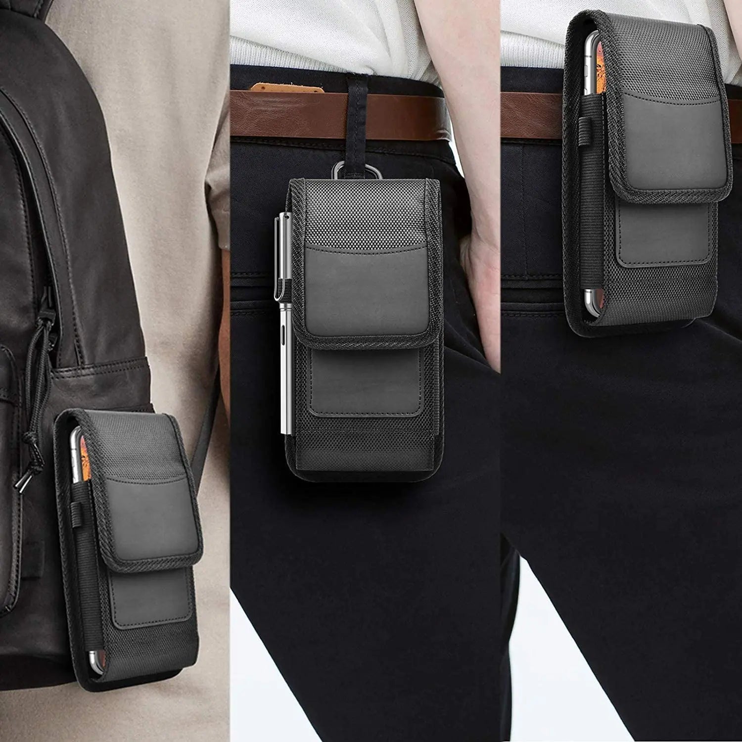 Phone Holster Case with Belt Clip Nylon Carrying Pouch Cover Portable Wallet Card Waist Bag for iPhone 13 12 Samsung Galaxy S22