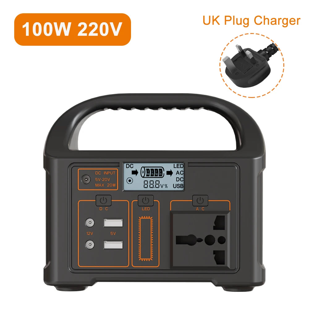 100W 24000mAh Portable Power Station 220V/110V Power Bank 76.8Wh Solar Power Generator LiFePO4 Outdoor Energy For Camping Travel