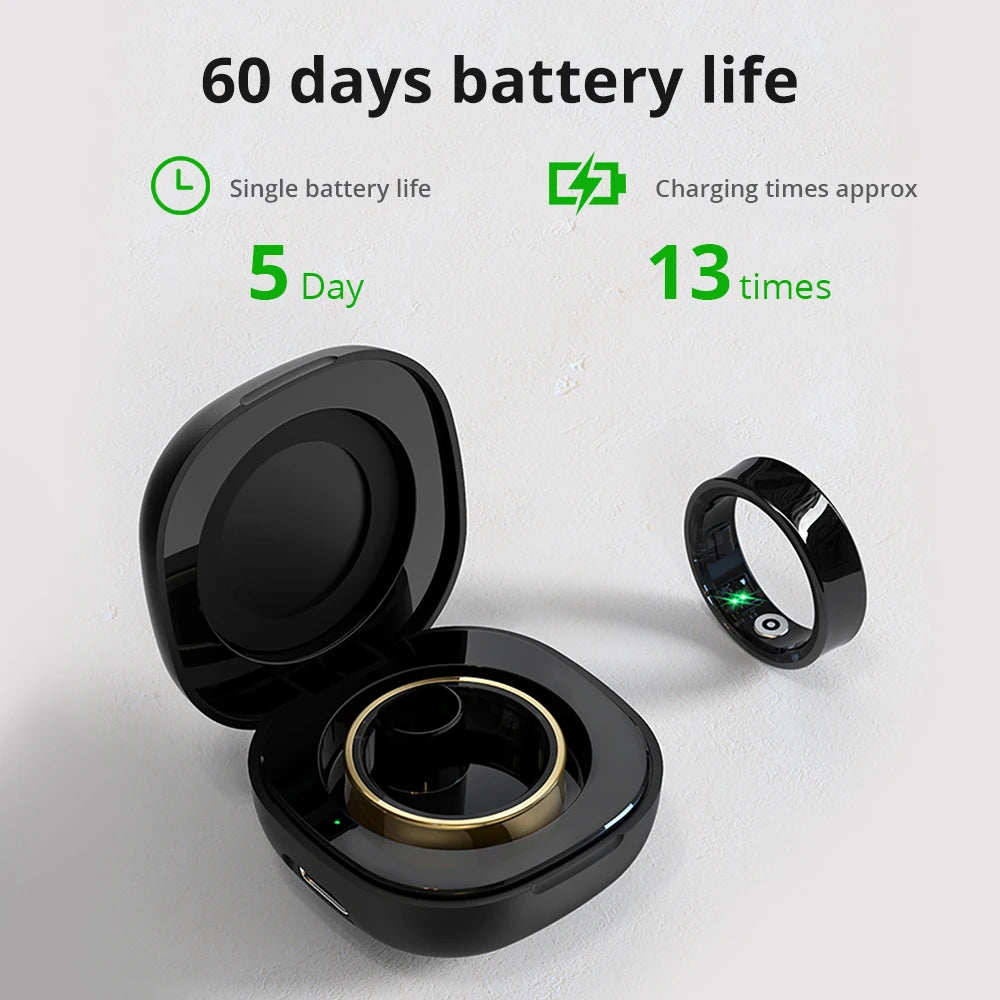 Smart Ring Men Women with Charging Case,