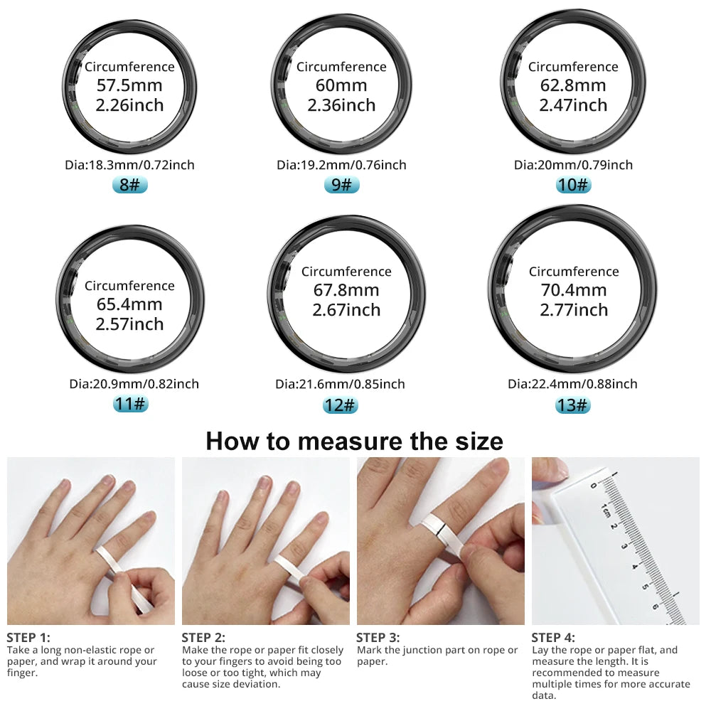 Smart Ring Men Women with Charging Case,
