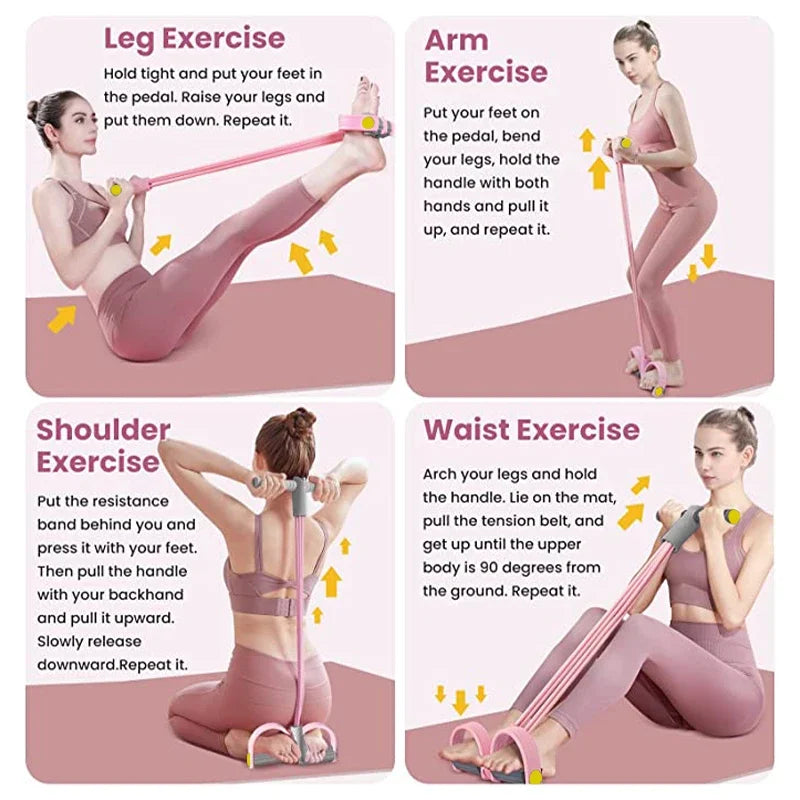Resistance Bands 4-Tube Yoga Pedal Puller Resistance Band