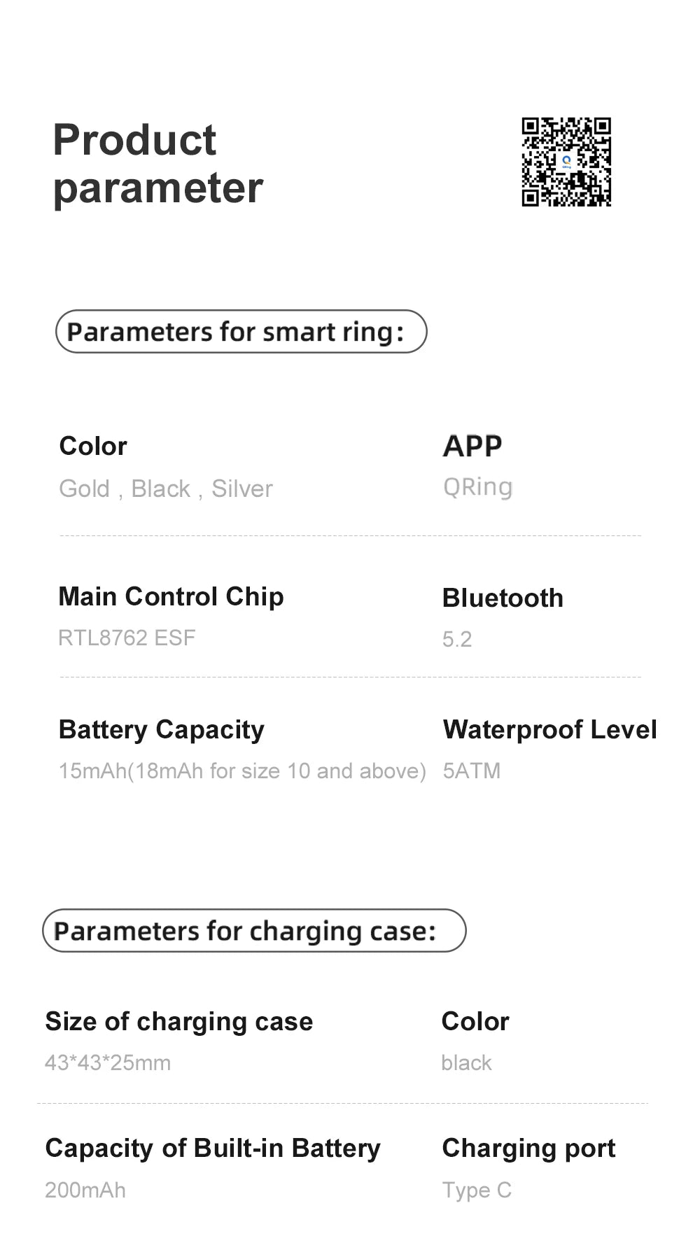 Smart Ring Men Women with Charging Case,
