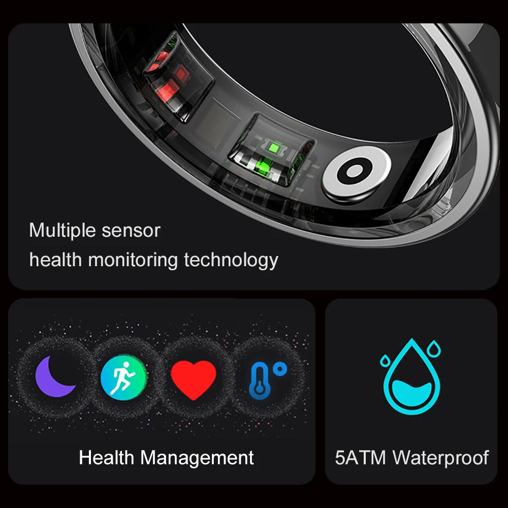 Smart Ring Men Women with Charging Case,