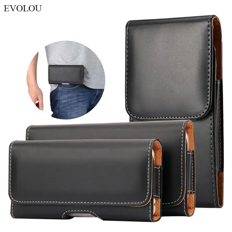 Universal Leather Belt Clip Pouch For iphone 15 Pro Max 14 Plus Waist Bag Magnetic Vertical Phone Case For iphone 13 12 11 XR XS