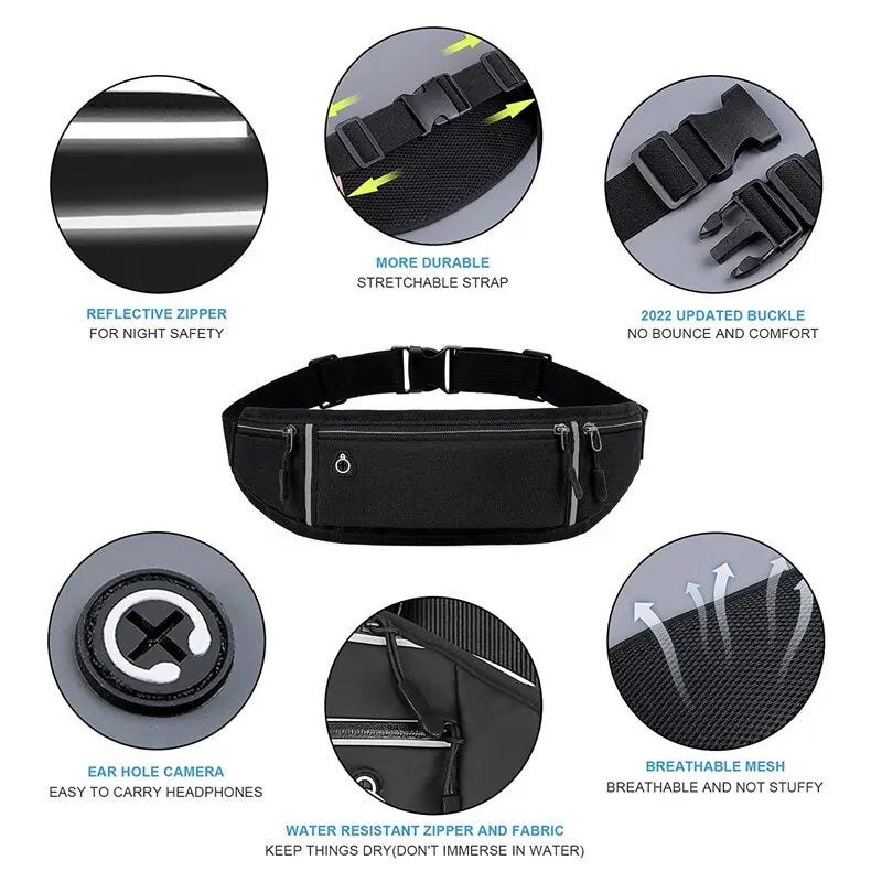 Professional Running Waist Bag Sports Belt Pouch Mobile Phone Case Men Women Hidden Pouch Gym SportsBags Running Belt Waist Pack