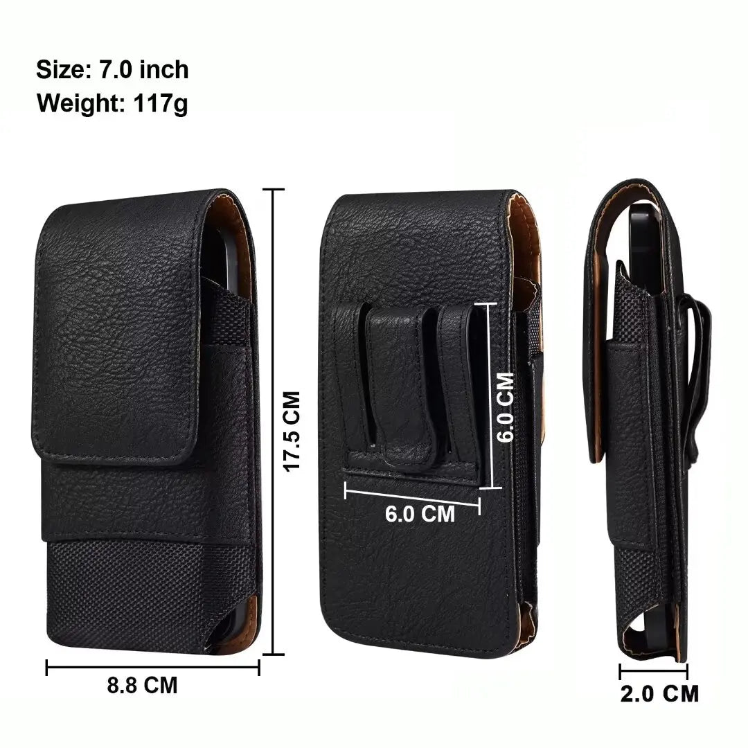 New Oxford Cloth Waist Leather Belt Clip Holster Case Phone Pouch Bag with Cowhide Pattern for 5.2-7.0" iPhone,Samsung,Cellphone
