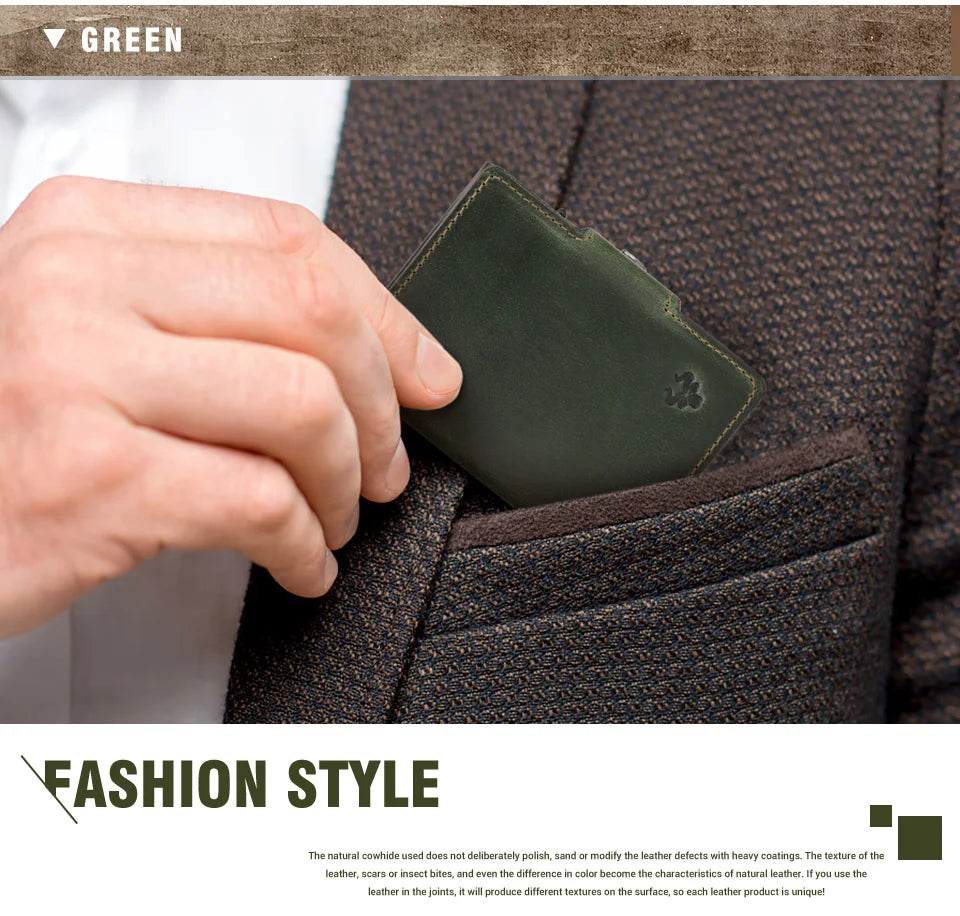 HUMERPAUL Smart Pop Up Card Wallet for Men RFID Genuine Leather Card Case Slim Women Zip Coin Purse with Notes Compartment