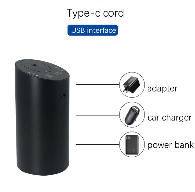 Wireless Car Aroma Diffuser with 20ml Empty Essential Oil Bottle Rechargeable Fragrance Diffuser for Bedroom