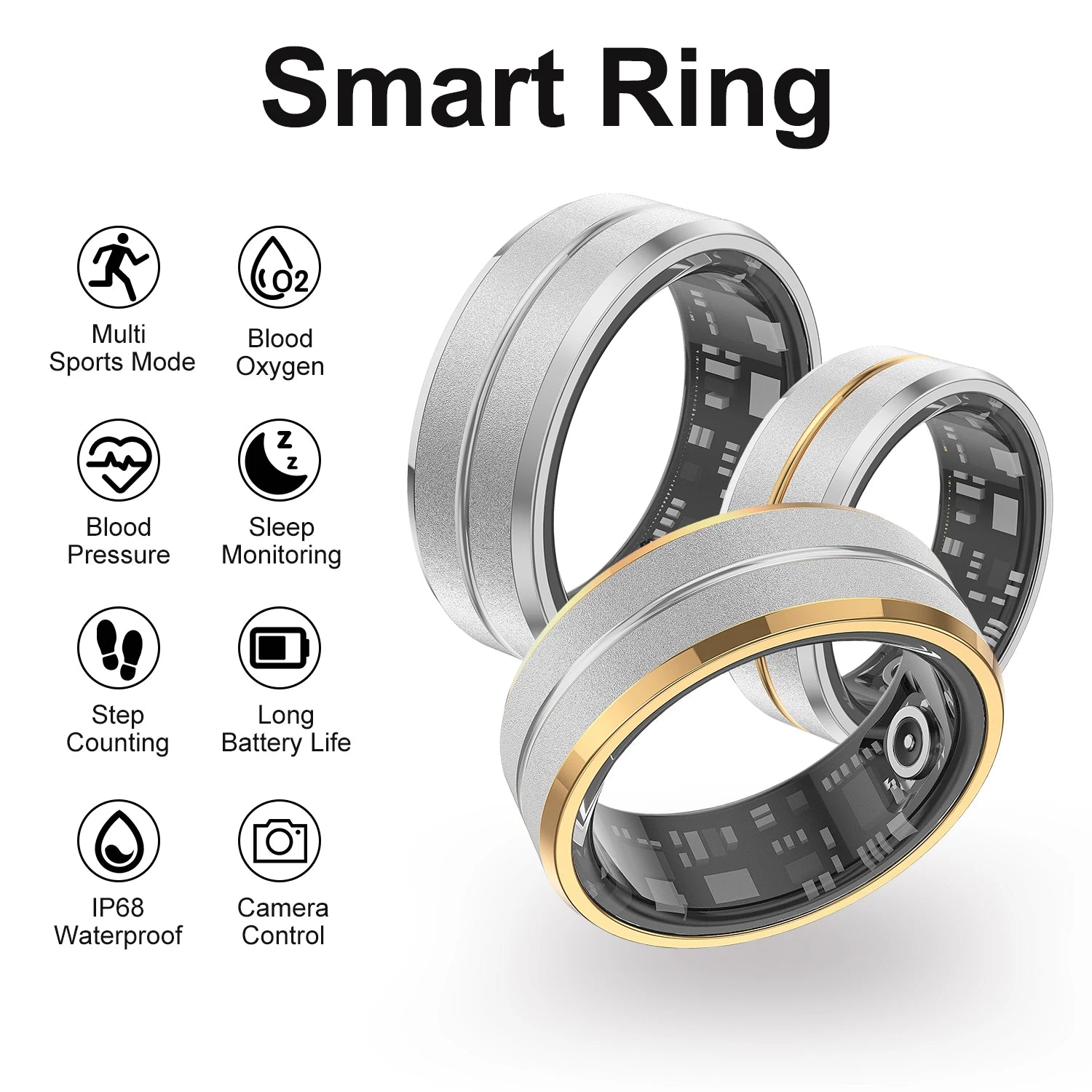 Smart Ring For Men Women Heart Rate Blood Oxygen Monitoring