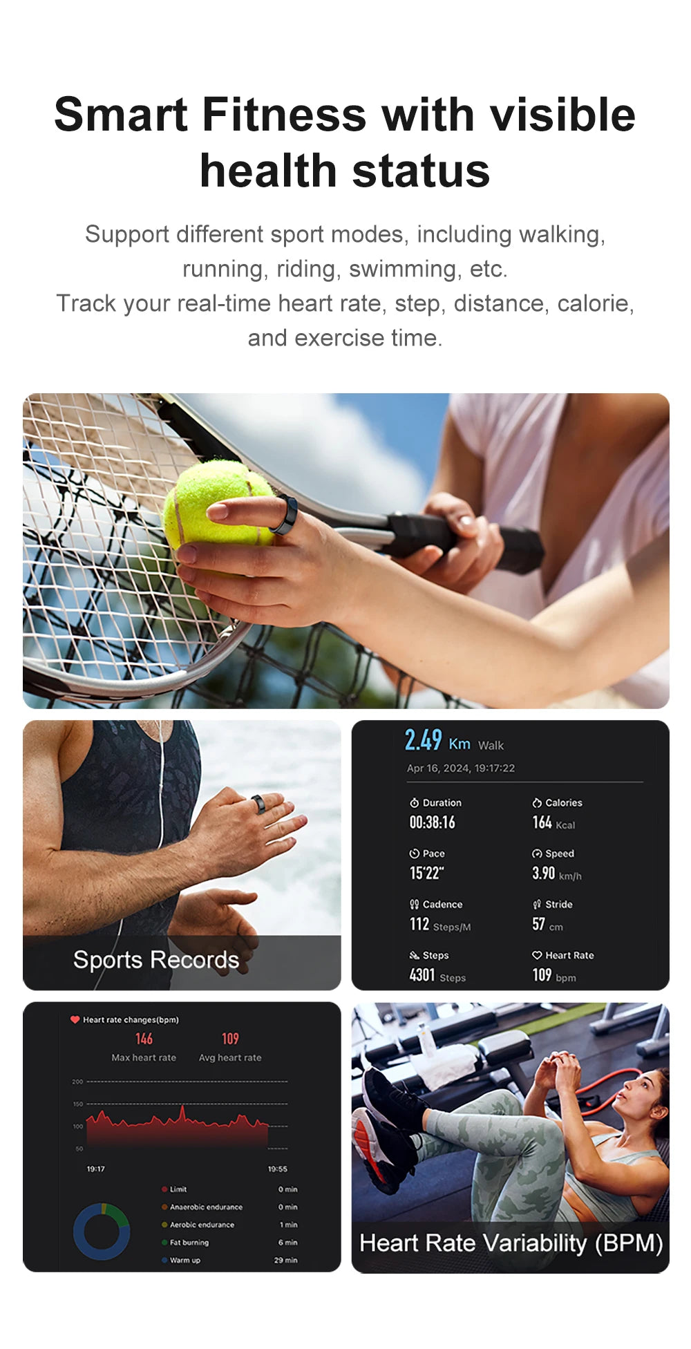 Smart Ring Men Women with Charging Case,