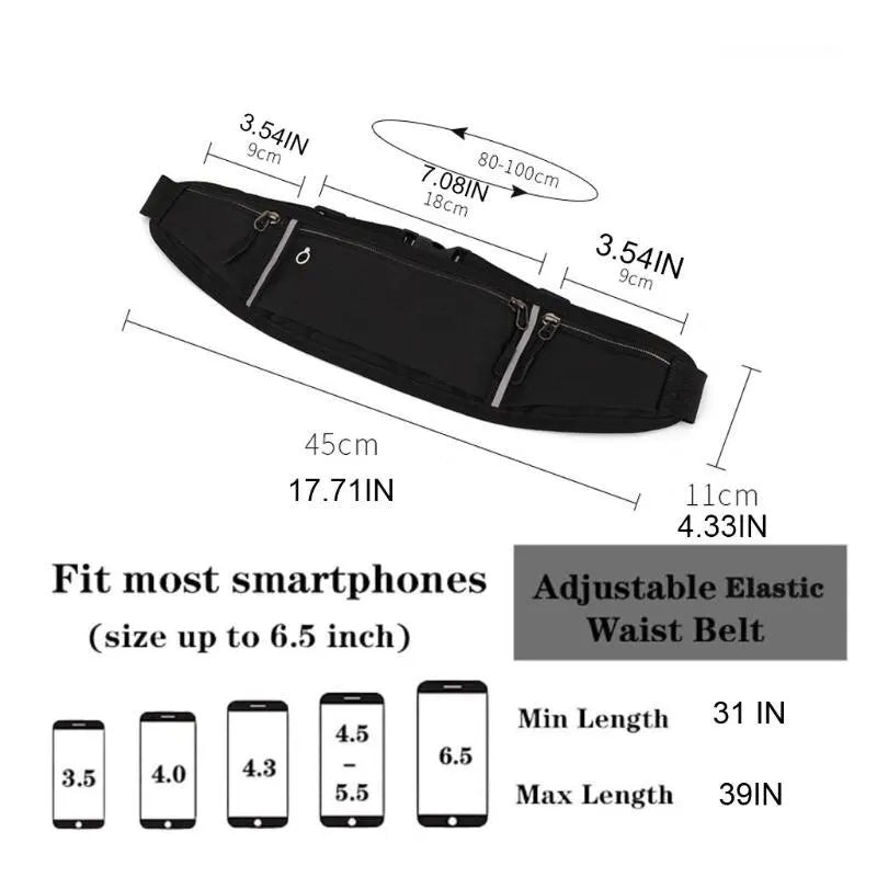 Professional Running Waist Bag Sports Belt Pouch Mobile Phone Case Men Women Hidden Pouch Gym SportsBags Running Belt Waist Pack