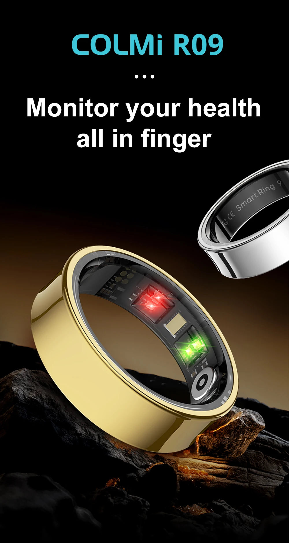Smart Ring Men Women with Charging Case,