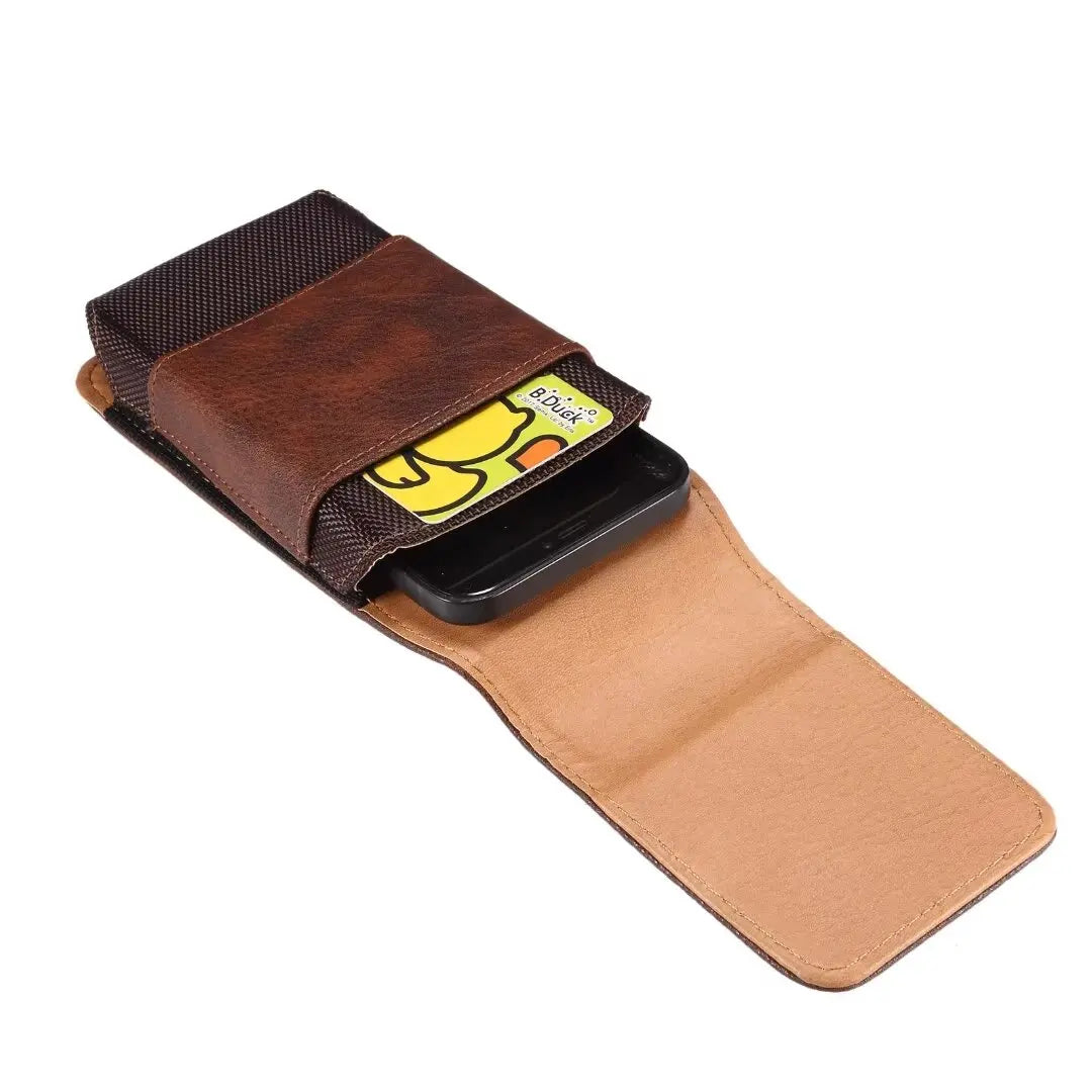 New Oxford Cloth Waist Leather Belt Clip Holster Case Phone Pouch Bag with Cowhide Pattern for 5.2-7.0" iPhone,Samsung,Cellphone