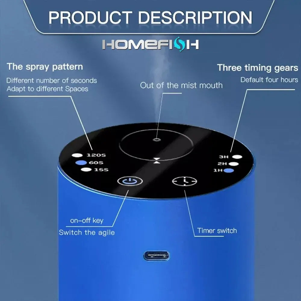 Wireless Car Aroma Diffuser with 20ml Empty Essential Oil Bottle Rechargeable Fragrance Diffuser for Bedroom
