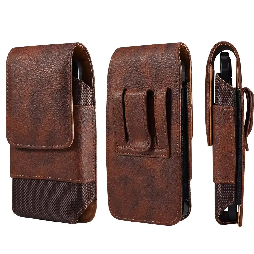 New Oxford Cloth Waist Leather Belt Clip Holster Case Phone Pouch Bag with Cowhide Pattern for 5.2-7.0" iPhone,Samsung,Cellphone