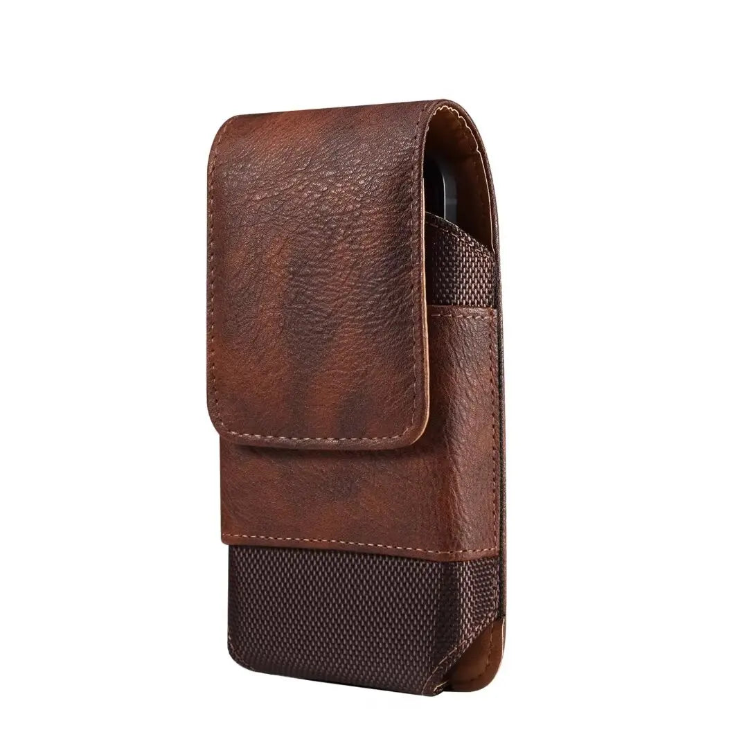 New Oxford Cloth Waist Leather Belt Clip Holster Case Phone Pouch Bag with Cowhide Pattern for 5.2-7.0" iPhone,Samsung,Cellphone