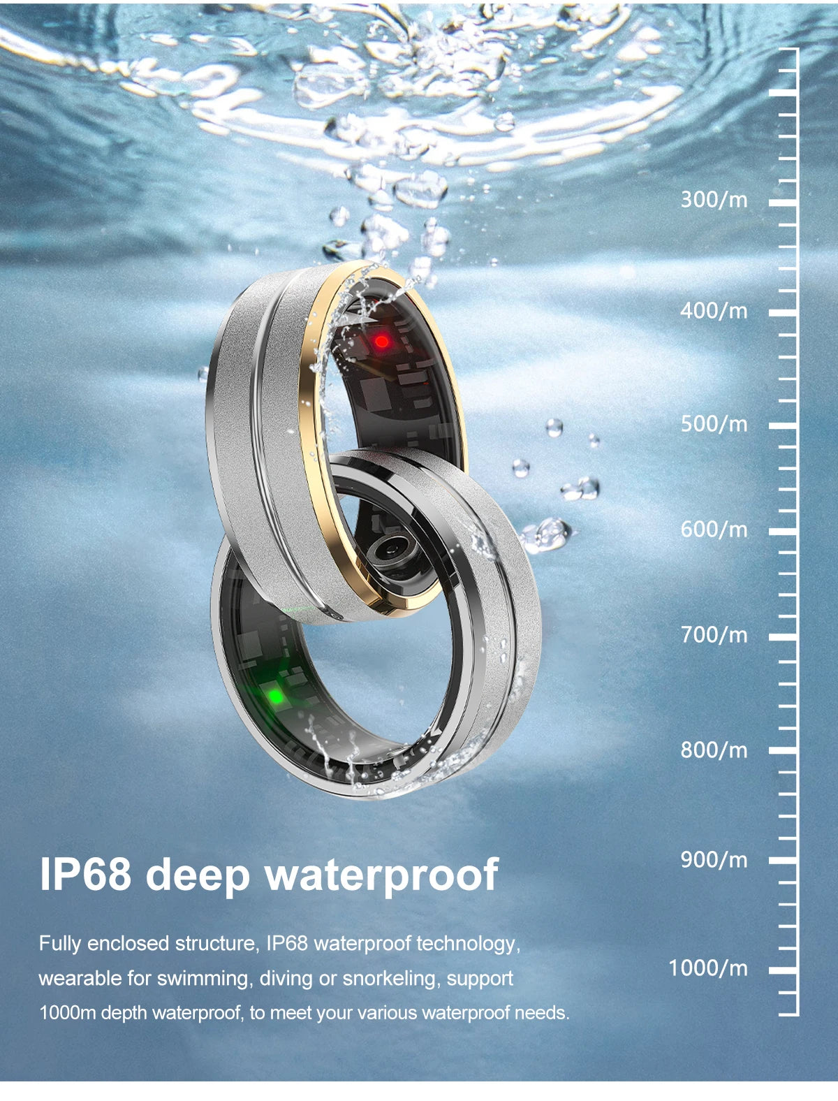 Smart Ring For Men Women Heart Rate Blood Oxygen Monitoring