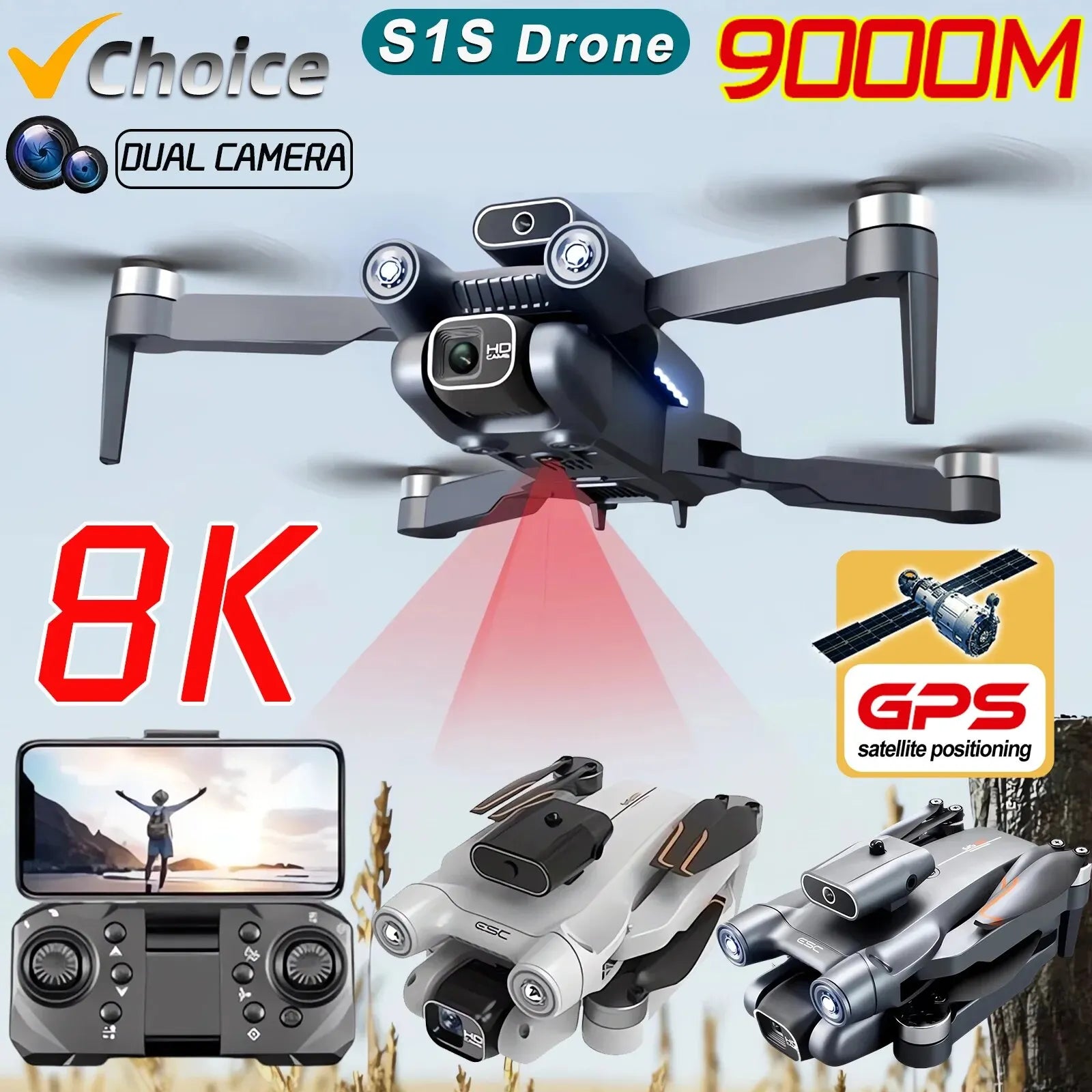 S1S Drone – 5G WiFi 4K/8K Professional Camera Quadcopter