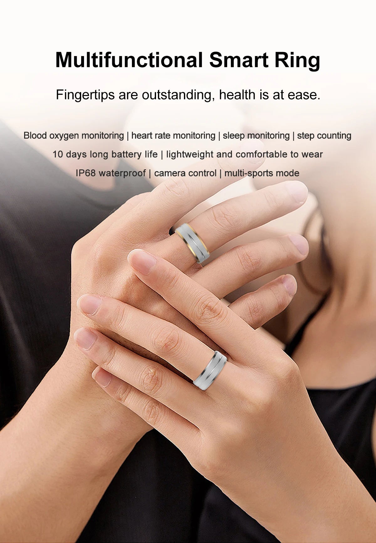 Smart Ring For Men Women Heart Rate Blood Oxygen Monitoring