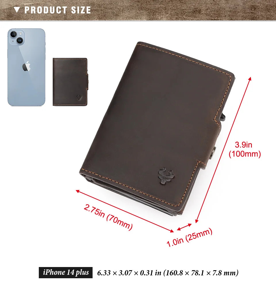 HUMERPAUL Smart Pop Up Card Wallet for Men RFID Genuine Leather Card Case Slim Women Zip Coin Purse with Notes Compartment