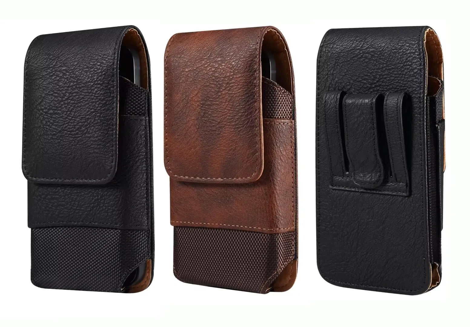 New Oxford Cloth Waist Leather Belt Clip Holster Case Phone Pouch Bag with Cowhide Pattern for 5.2-7.0" iPhone,Samsung,Cellphone